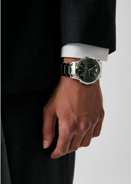  Shop Authentic Emporio Armani Renato Chronograph Green Dial Silver Steel Strap Watch For Men - AR11507 - Luxxuri