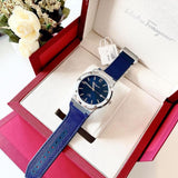  Shop Authentic Salvatore Ferragamo F-80 Classic Blue Dial Blue Leather Strap Watch for Men - SFDT00719 - Luxxuri