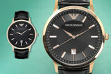  Shop Authentic Emporio Armani Renato Quartz Black Dial Black Leather Strap Watch For Men - AR2425 - Luxxuri