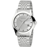  Shop Authentic Gucci G Timeless Silver Dial Silver Steel Strap Watch For Men - YA126401 - Luxxuri