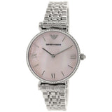  Shop Authentic Emporio Armani Classic Gianni T Bar Crystals Pink Dial Silver Steel Strap Watch For Women - AR1781 - Luxxuri