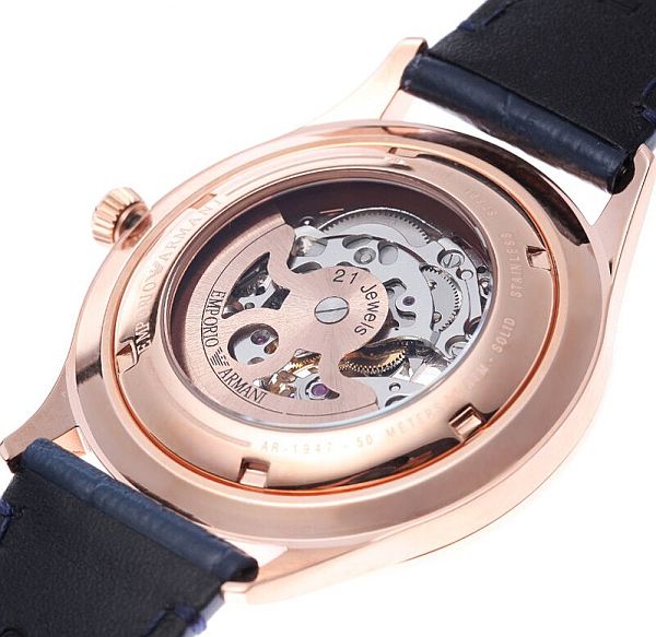  Shop Authentic Emporio Armani Meccanico Automatic White Dial Blue Leather Strap Watch For Men - AR1947 - Luxxuri