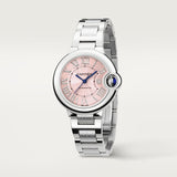 Shop Authentic Cartier Ballon Bleu de Cartier Pink Dial Silver Steel Strap Watch for Women - WSBB0046 - Luxxuri