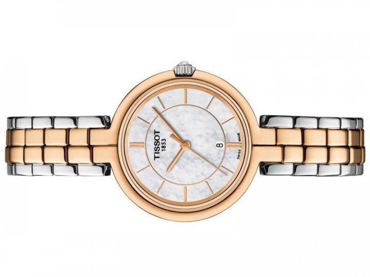  Shop Authentic Tissot T Lady Flamingo Mother of Pearl White Dial Two Tone Steel Strap Watch For Women - T094.210.22.111.00 - Luxxuri