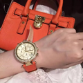  Shop Authentic Michael Kors Parker Champagne Dial Orange Leather Strap Watch for Women - MK2279 - Luxxuri