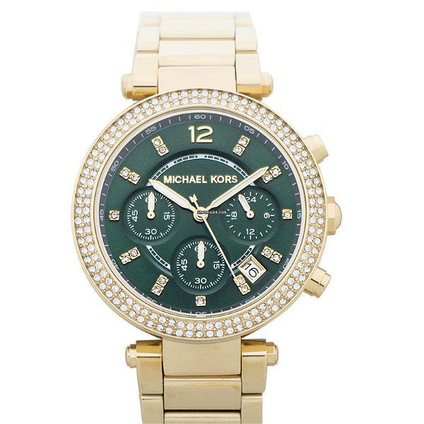  Shop Authentic Michael Kors Parker Chronograph Green Dial Gold Steel Strap Watch for Women - MK6263 - Luxxuri