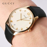  Shop Authentic Gucci G-Timeless Mother of Pearl Dial Black Leather Strap Watch For Women - YA1264044 - Luxxuri