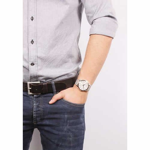  Shop Authentic Calvin Klein City Silver Dial Grey Leather Strap Watch for Men - K2G211Q4 - Luxxuri