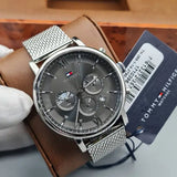  Shop Authentic Tommy Hilfiger Evan Grey Dial Silver Mesh Bracelet Watch for Men - 1710396 - Luxxuri