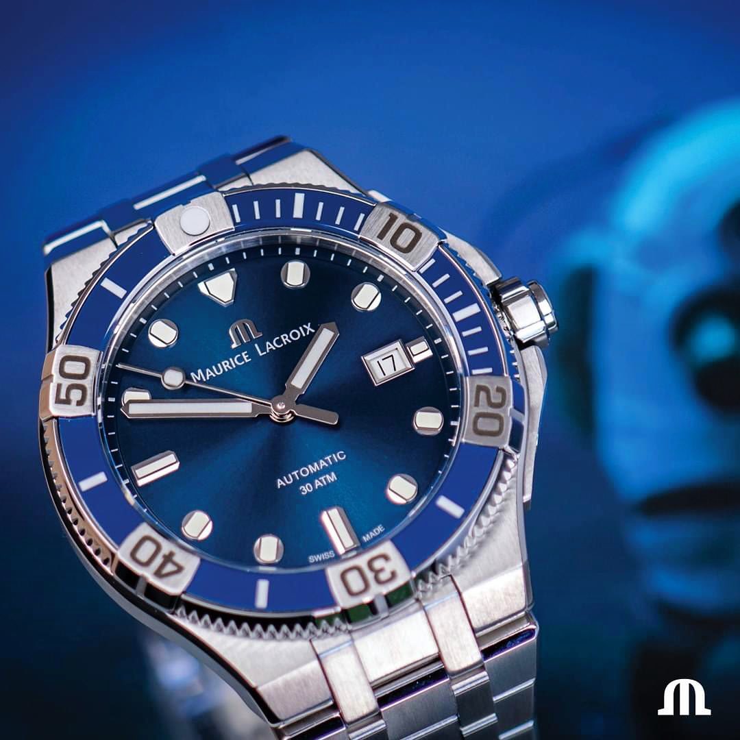  Shop Authentic Maurice Lacroix Aikon Venturer Blue Dial Silver Steel Strap Watch for Men - AI6058-SS002-430-1 - Luxxuri