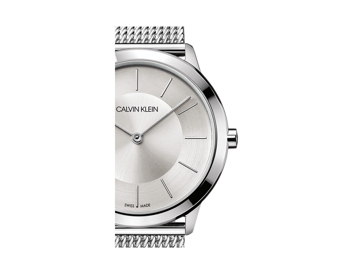  Shop Authentic Calvin Klein Minimal White Dial Silver Mesh Bracelet Watch for Men - K3M22126 - Luxxuri