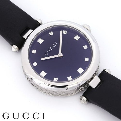  Shop Authentic Gucci Diamantissima Diamonds Black Dial Black Leather Strap Watch For Women - YA141403 - Luxxuri