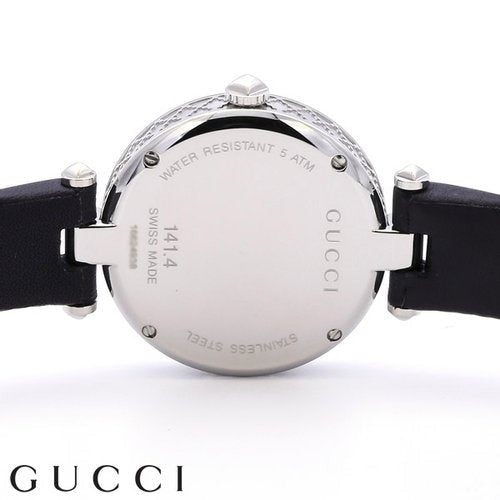  Shop Authentic Gucci Diamantissima Diamonds Black Dial Black Leather Strap Watch For Women - YA141403 - Luxxuri