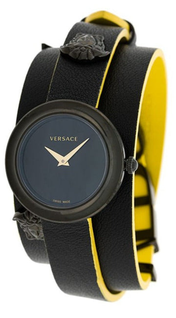  Shop Authentic Versace V-Flare Quartz Black Dial Black Leather Strap Watch for Women - VEBN00518 - Luxxuri