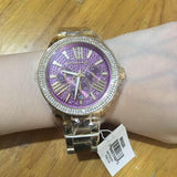  Shop Authentic Michael Kors Wren Purple Dial Gold Steel Strap Watch for Women - MK6290 - Luxxuri