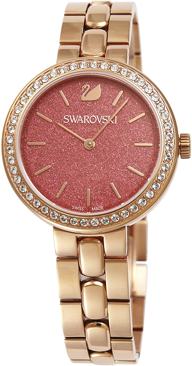  Shop Authentic Swarovski Daytime Quartz Coral Dial Rose Gold Steel Strap Watch for Women - 5182250 - Luxxuri