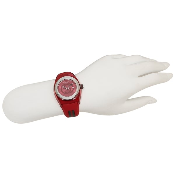  Shop Authentic Gucci Sync Quartz Red Dial Red Rubber Strap Watch For Women - YA137303 - Luxxuri