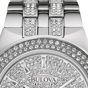  Shop Authentic Bulova Crystal Pave Silver Dial Silver Steel Strap Watch for Men - 96B235 - Luxxuri