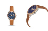  Shop Authentic Fossil Tailor Date-Day Quartz Blue Dial Brown Leather Strap Watch for Women - ES4257 - Luxxuri