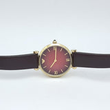  Shop Authentic Emporio Armani Gianni T Bar Burgundy Dial Burgundy Leather Strap Watch For Women - AR1757 - Luxxuri