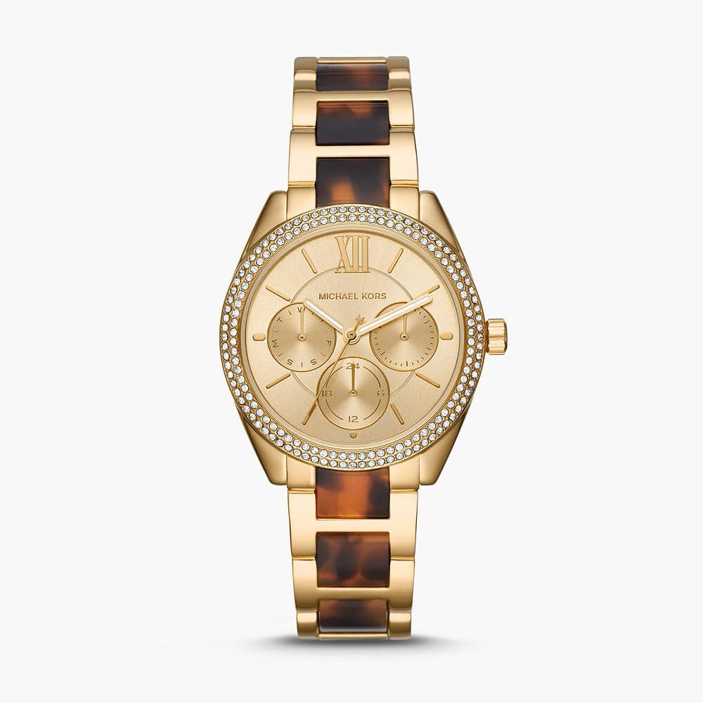  Shop Authentic Michael Kors Janelle Chronograph Gold Dial Two Tone Steel Strap Watch For Women - MK7133 - Luxxuri