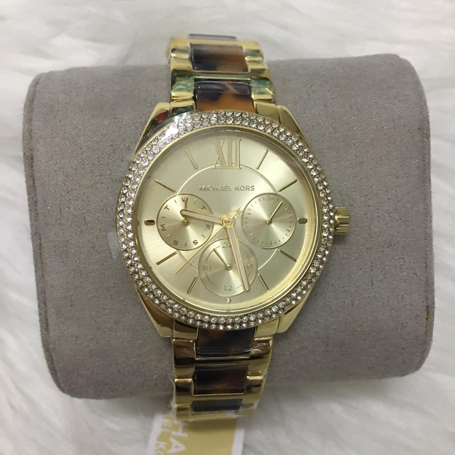  Shop Authentic Michael Kors Janelle Chronograph Gold Dial Two Tone Steel Strap Watch For Women - MK7133 - Luxxuri