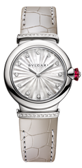  Shop Authentic Bvlgari LVCEA Diamonds Silver Mother of Pearl Dial Silver Leather Strap Watch for Women - LVCEA103367 - Luxxuri