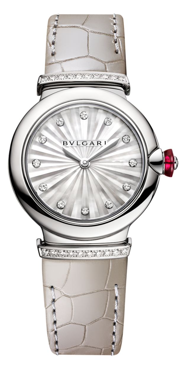  Shop Authentic Bvlgari LVCEA Diamonds Silver Mother of Pearl Dial Silver Leather Strap Watch for Women - LVCEA103367 - Luxxuri