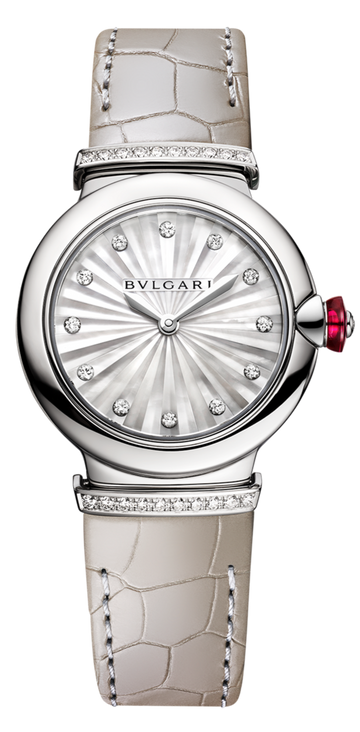 Shop Authentic Bvlgari LVCEA Diamonds Silver Mother of Pearl Dial Silver Leather Strap Watch for Women - LVCEA103367 - Luxxuri