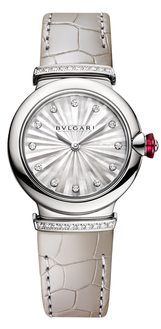  Shop Authentic Bvlgari LVCEA Diamonds Silver Mother of Pearl Dial Silver Leather Strap Watch for Women - LVCEA103367 - Luxxuri