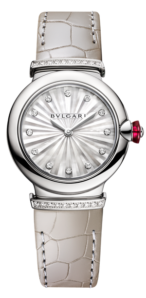  Shop Authentic Bvlgari LVCEA Diamonds Silver Mother of Pearl Dial Silver Leather Strap Watch for Women - LVCEA103367 - Luxxuri