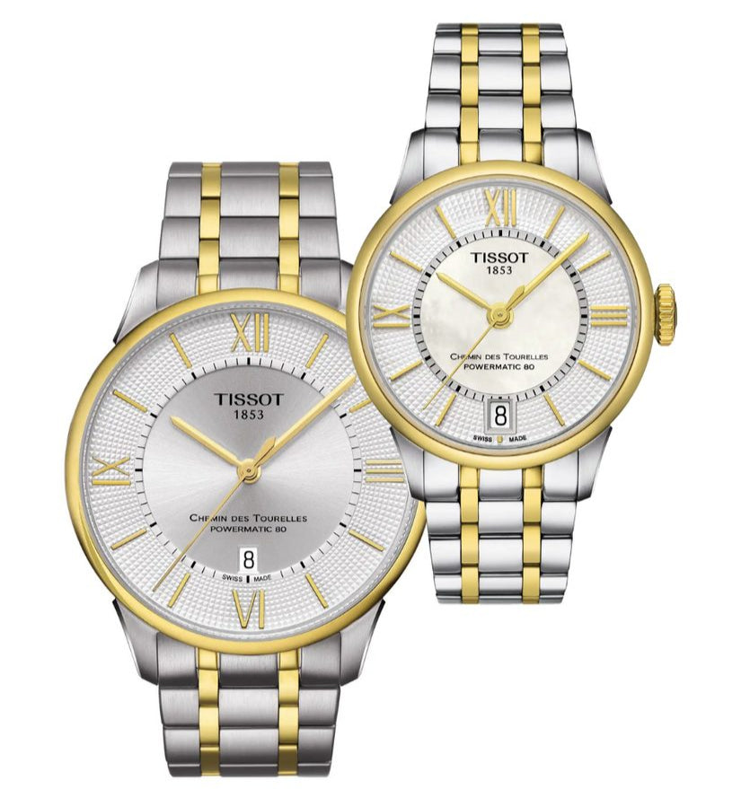 Tissot Chemin Des Tourelles Powermatic 80 Silver Dial Two Tone Steel Strap Watch For Men - T099.407.22.038.00