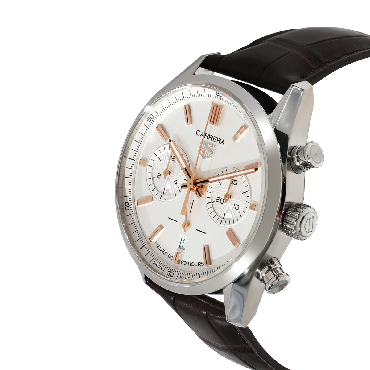  Shop Authentic Tag Heuer Carrera Chronograph White Dial Brown Leather Strap Watch for Men - CBN2013.FC6483 - Luxxuri