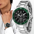  Shop Authentic Maserati Competizione Chronograph Black Dial Silver Steel Strap Watch For Men - R8873600008 - Luxxuri