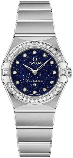  Shop Authentic Omega Constellation Manhattan Quartz Diamonds Blue Dial Silver Steel Strap Watch for Women - 131.15.25.60.53.001 - Luxxuri