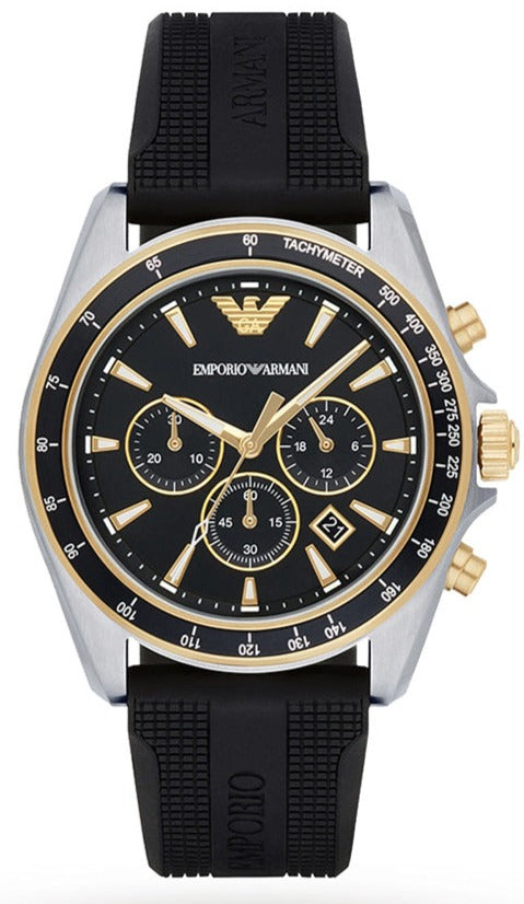  Shop Authentic Emporio Armani Sigma Chronograph lack Dial Black Rubber Strap Watch For Men - AR80003 - Luxxuri