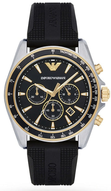  Shop Authentic Emporio Armani Sigma Chronograph lack Dial Black Rubber Strap Watch For Men - AR80003 - Luxxuri