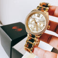  Shop Authentic Michael Kors Janelle Chronograph Gold Dial Two Tone Steel Strap Watch For Women - MK7133 - Luxxuri