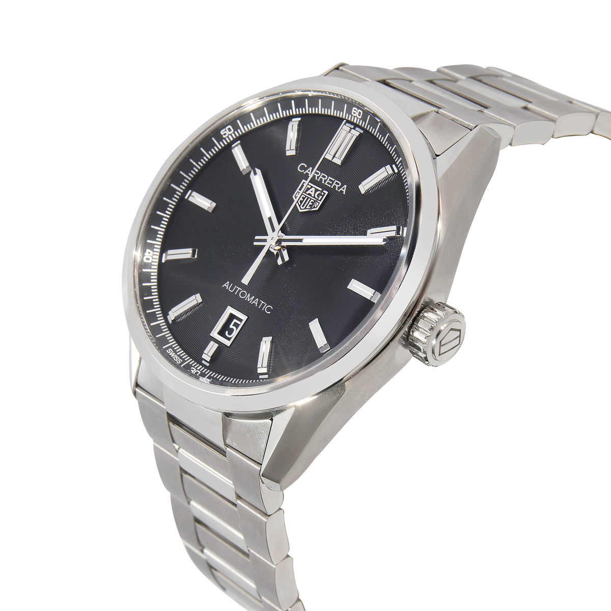  Shop Authentic Tag Heuer Carrera Date Black Dial Silver Steel Strap Watch for Men - WBN2110.BA0639 - Luxxuri