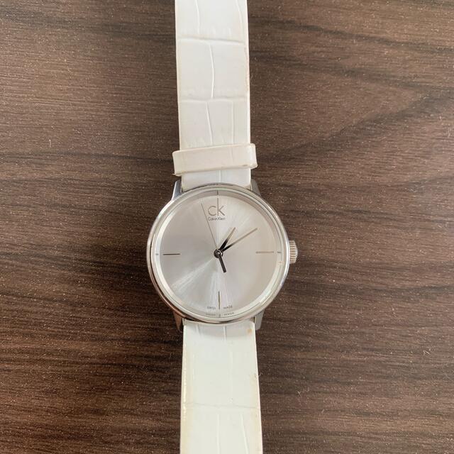  Shop Authentic Calvin Klein Accent Silver Dial White Leather Strap Watch for Women - K2Y2X1K6 - Luxxuri