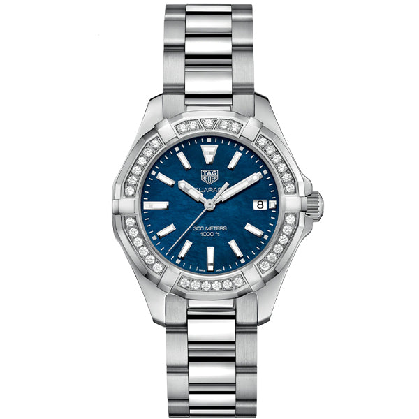  Shop Authentic Tag Heuer Aquaracer Quartz Diamonds Blue Dial Silver Steel Strap Watch for Women - WAY131N.BA0748 - Luxxuri