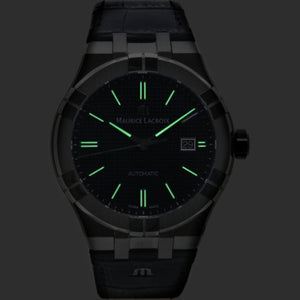  Shop Authentic Maurice Lacroix Aikon Date Automatic Black Dial Black Leather Strap Watch For Men - AI6008-SS001-330-1 - Luxxuri