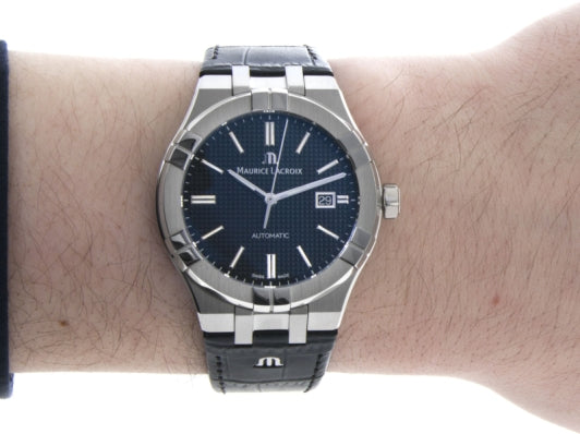  Shop Authentic Maurice Lacroix Aikon Date Automatic Black Dial Black Leather Strap Watch For Men - AI6008-SS001-330-1 - Luxxuri