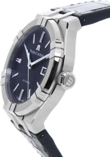  Shop Authentic Maurice Lacroix Aikon Date Automatic Black Dial Black Leather Strap Watch For Men - AI6008-SS001-330-1 - Luxxuri