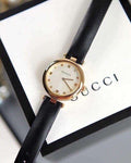  Shop Authentic Gucci Diamantissima Quartz Mother of Pearl Dial Black Leather Strap Watch for Women - YA141404 - Luxxuri
