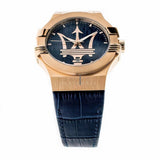  Shop Authentic Maserati Potenza 42mm Rose Gold & Blue Dial Blue Leather Strap Watch For Men - R8851108027 - Luxxuri