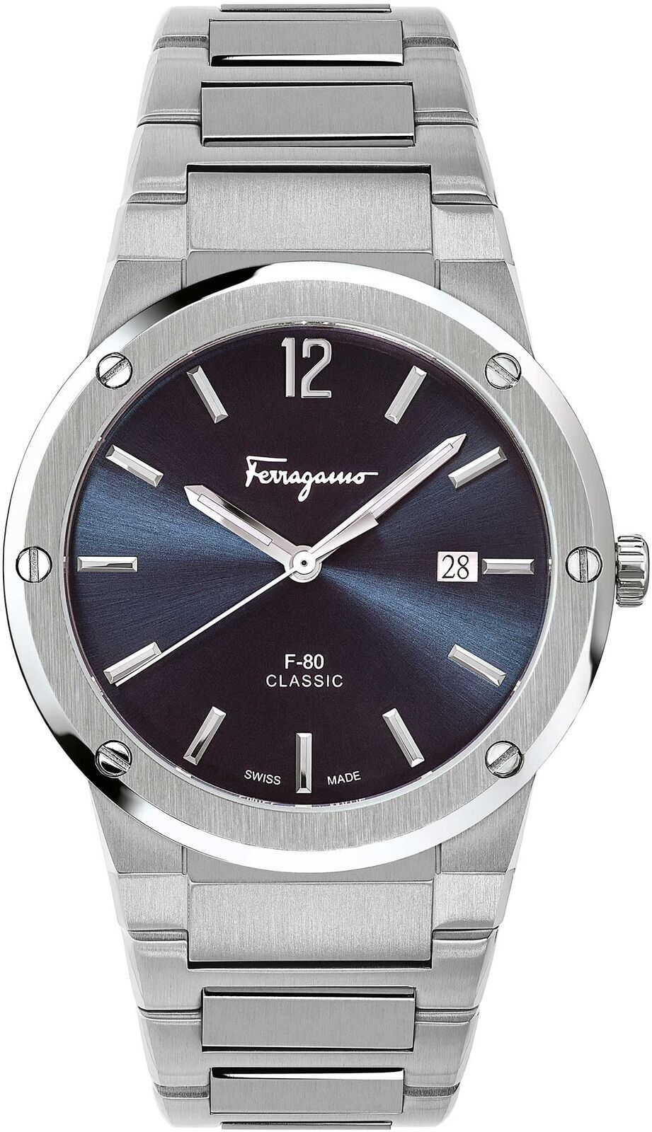  Shop Authentic Salvatore Ferragamo F-80 Classic Blue Dial Silver Steel Strap Watch for Men - SFDT01320 - Luxxuri