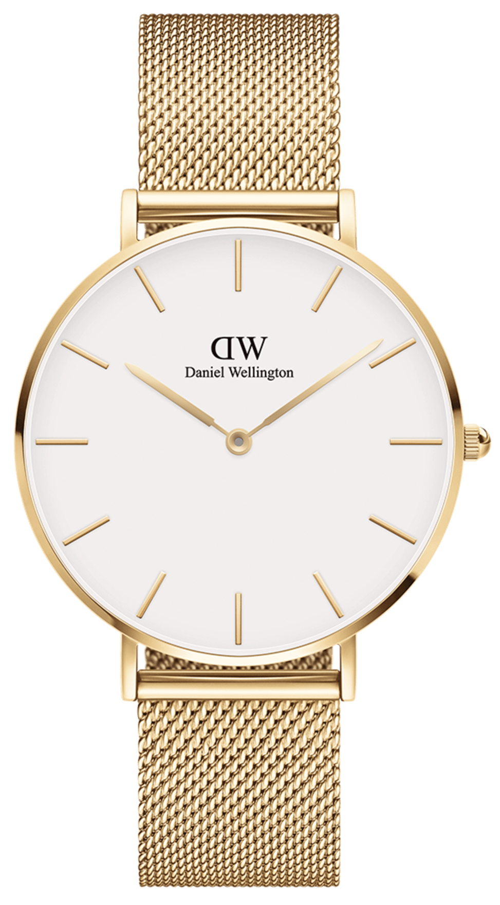  Shop Authentic Daniel Wellington Classic Petite White Dial Gold Mesh Bracelet Watch For Women - DW00100348 - Luxxuri