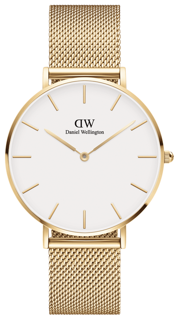  Shop Authentic Daniel Wellington Classic Petite White Dial Gold Mesh Bracelet Watch For Women - DW00100348 - Luxxuri