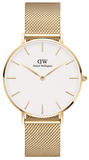  Shop Authentic Daniel Wellington Classic Petite White Dial Gold Mesh Bracelet Watch For Women - DW00100348 - Luxxuri